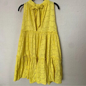 Lisa Marie Fernandez Floral Tiered Dress yellow mini dress with pockets